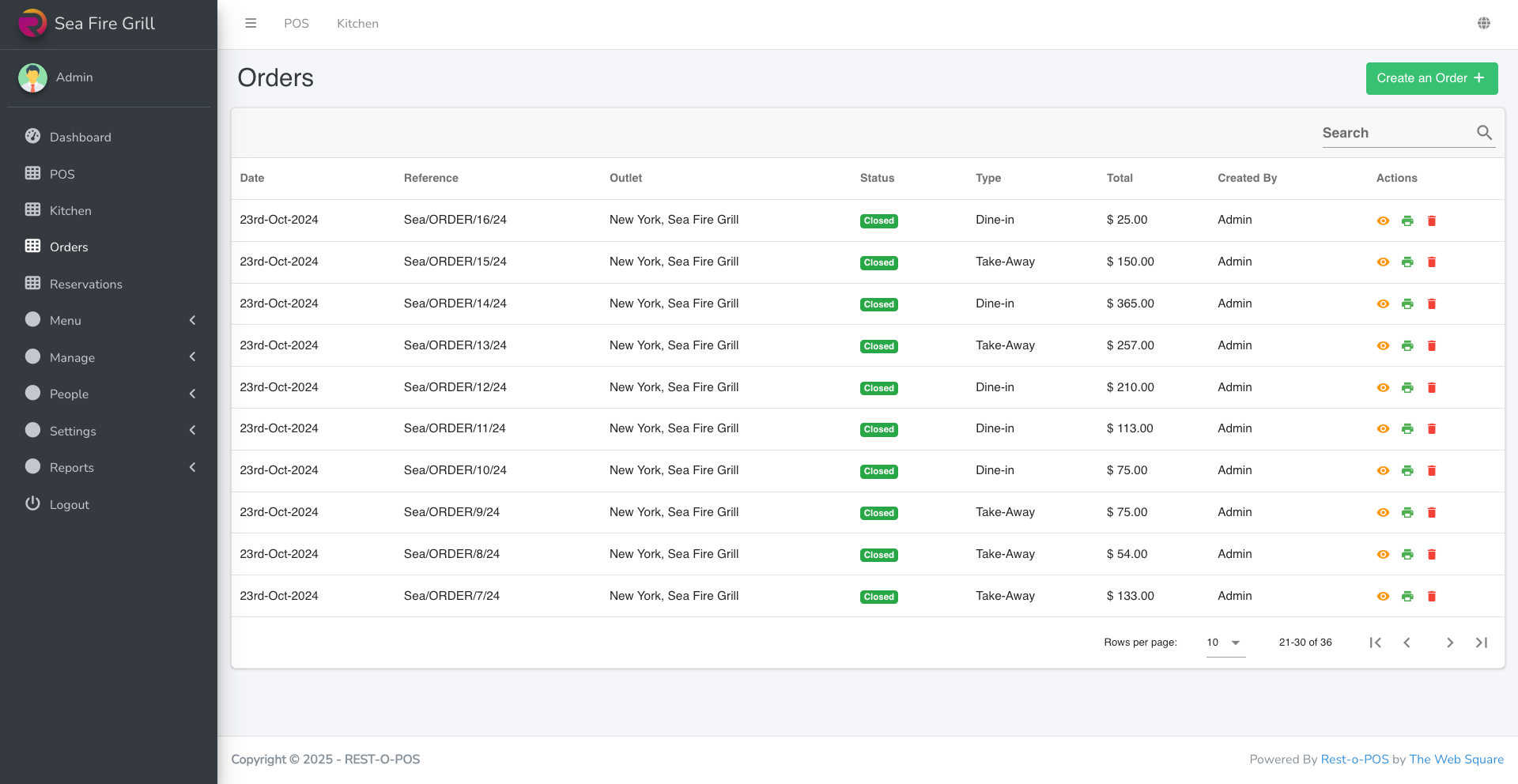 Orders Screen - View and manage all orders